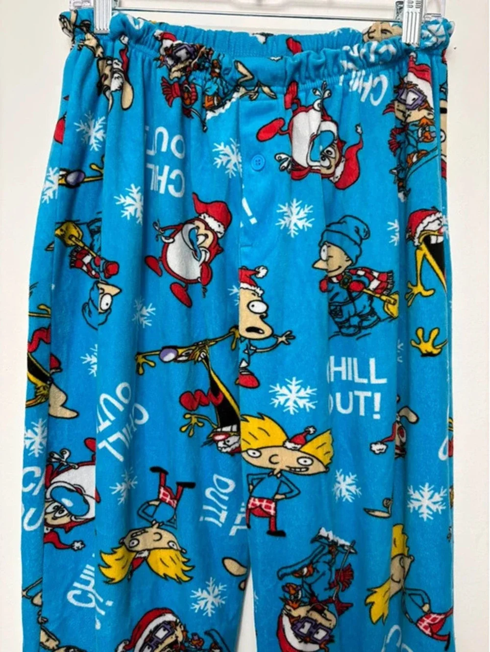 Nickelodeon Christmas Pajama Pants Medium Rugrats Hey Arnold Plush Holiday